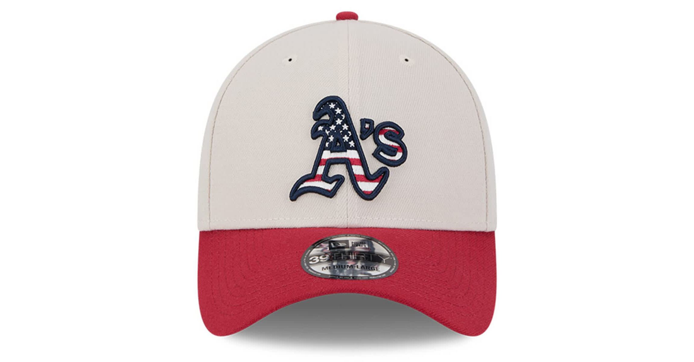 Cooperstown Teams Khaki/Red Oakland Athletics 2024 Fourth of July 39THIRTY Flex Hat