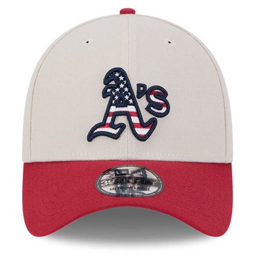 Cooperstown Teams Khaki/Red Oakland Athletics 2024 Fourth of July 39THIRTY Flex Hat