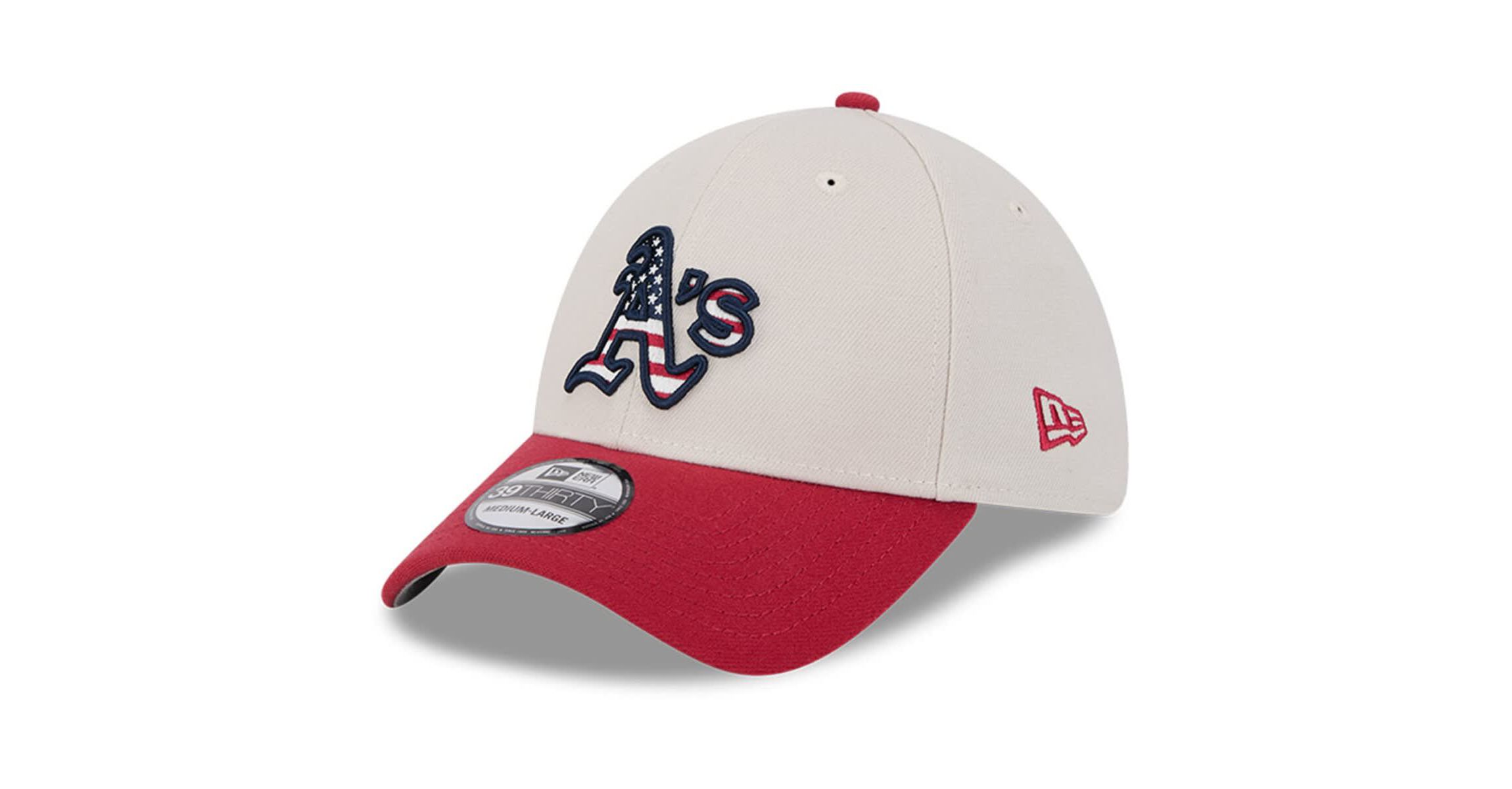 Cooperstown Teams Khaki/Red Oakland Athletics 2024 Fourth of July 39THIRTY Flex Hat