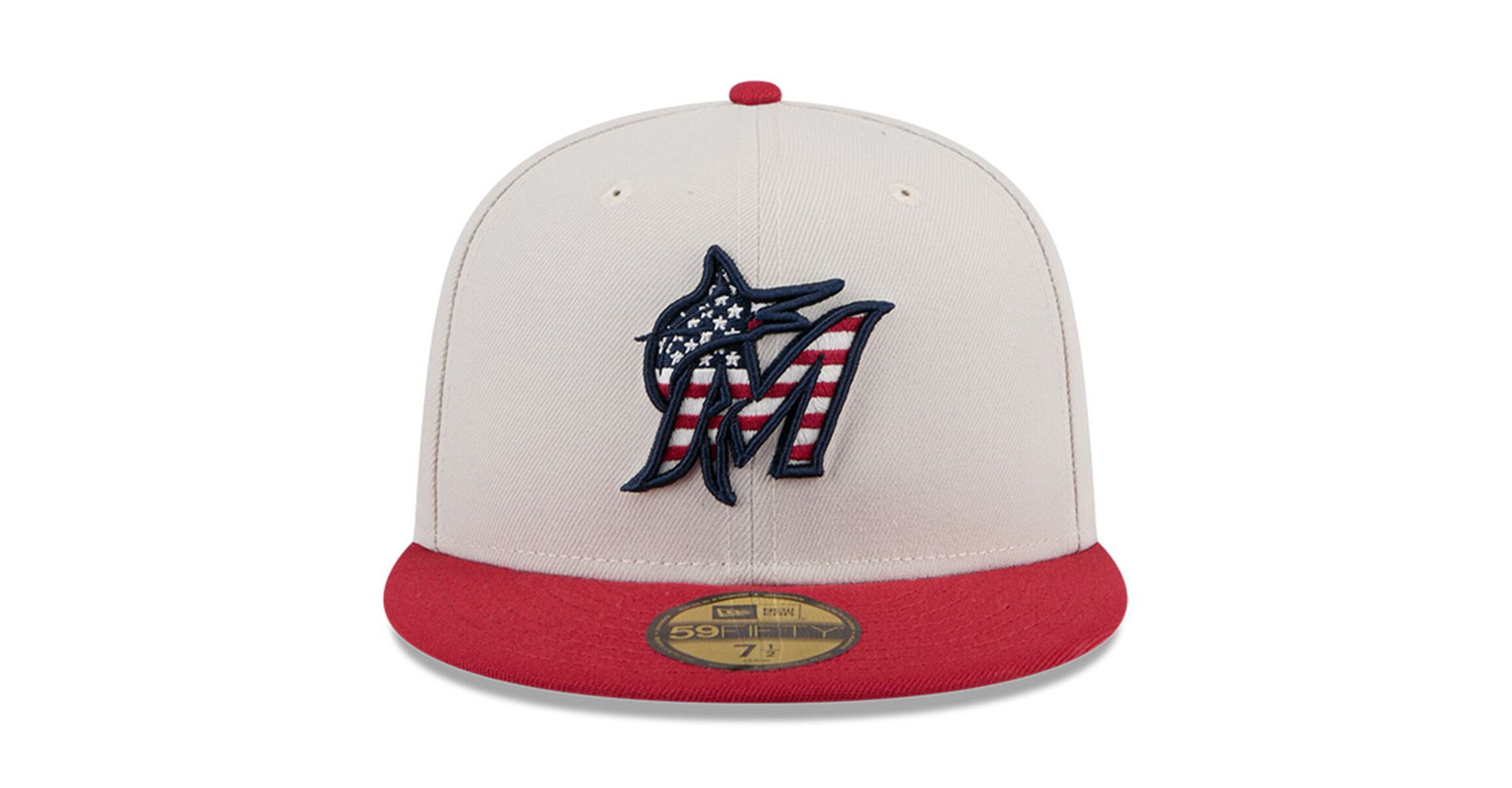 MLB Khaki/Red Miami Marlins 2024 Fourth of July 59FIFTY Fitted Hat