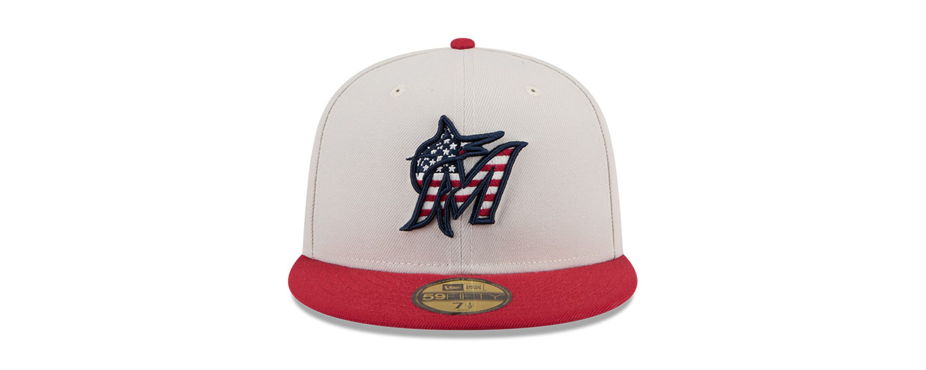 MLB Khaki/Red Miami Marlins 2024 Fourth of July 59FIFTY Fitted Hat