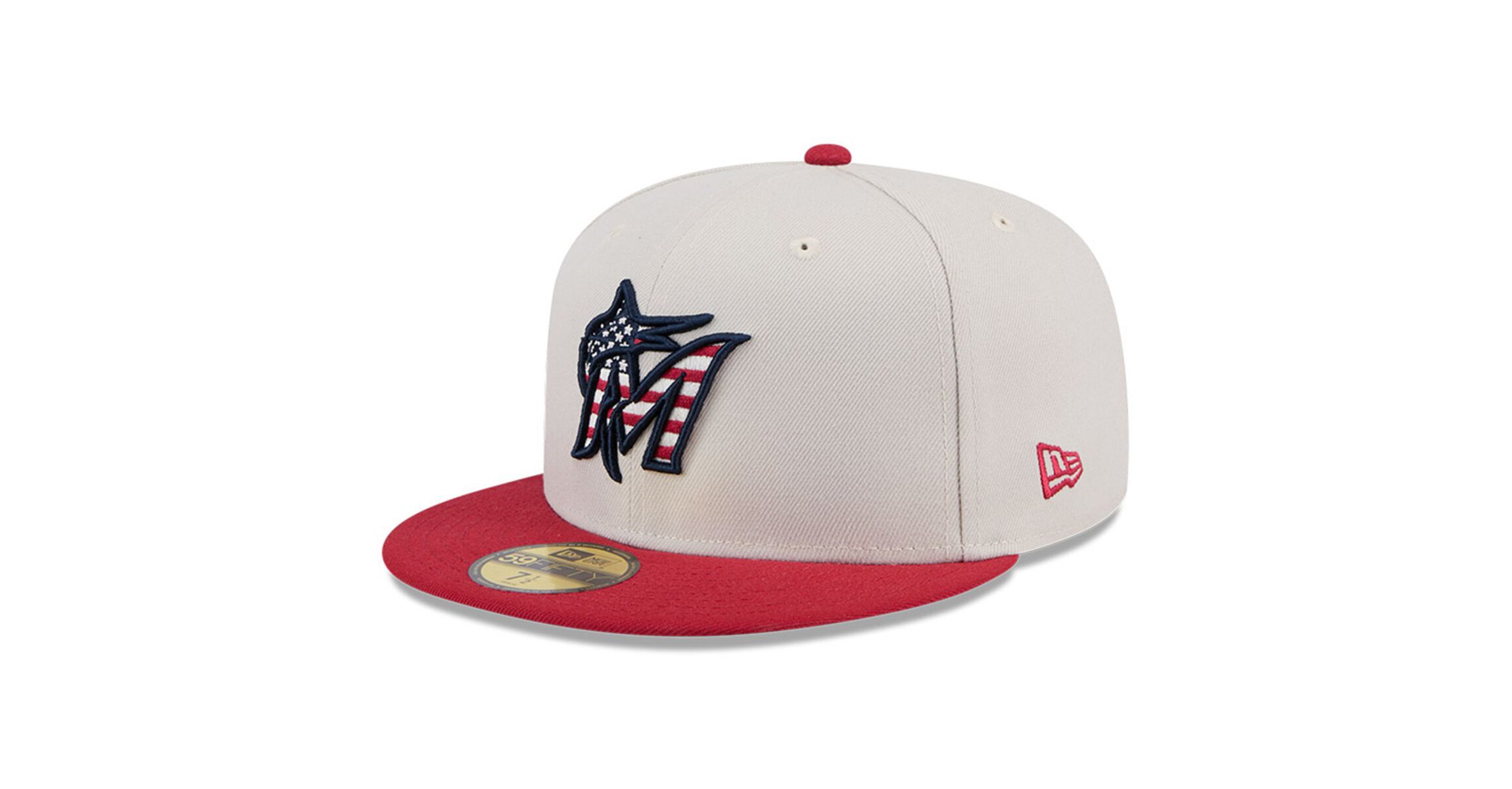 MLB Khaki/Red Miami Marlins 2024 Fourth of July 59FIFTY Fitted Hat