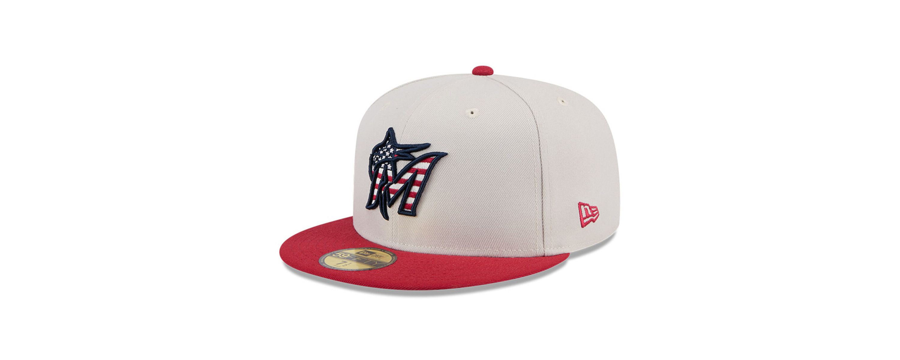 MLB Khaki/Red Miami Marlins 2024 Fourth of July 59FIFTY Fitted Hat
