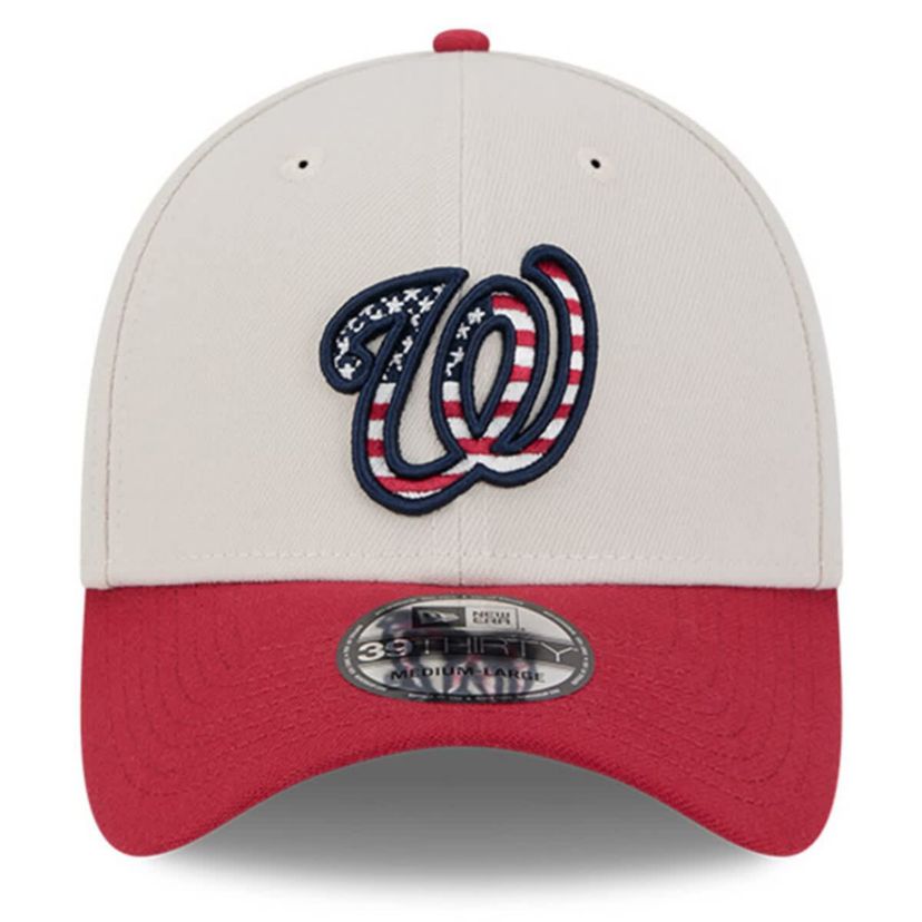 MLB Khaki/Red Washington Nationals 2024 Fourth of July 39THIRTY Flex Hat