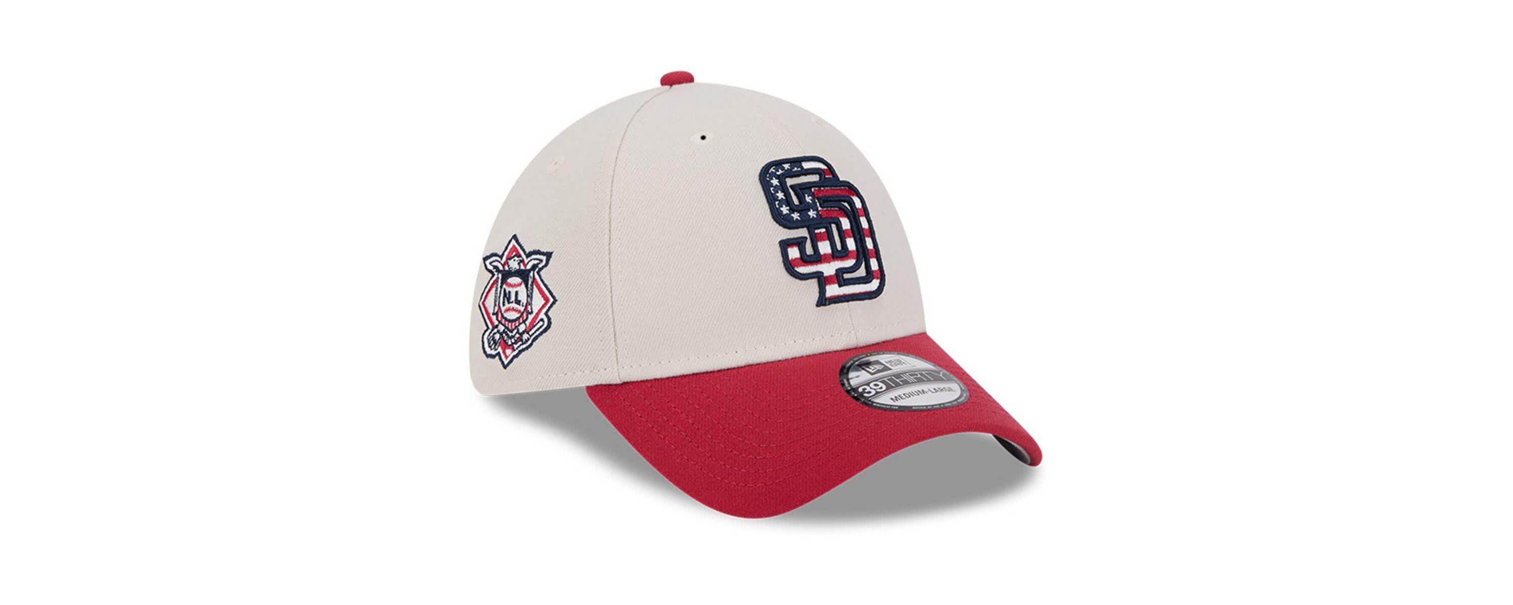 MLB Khaki/Red San Diego Padres 2024 Fourth of July 39THIRTY Flex Hat
