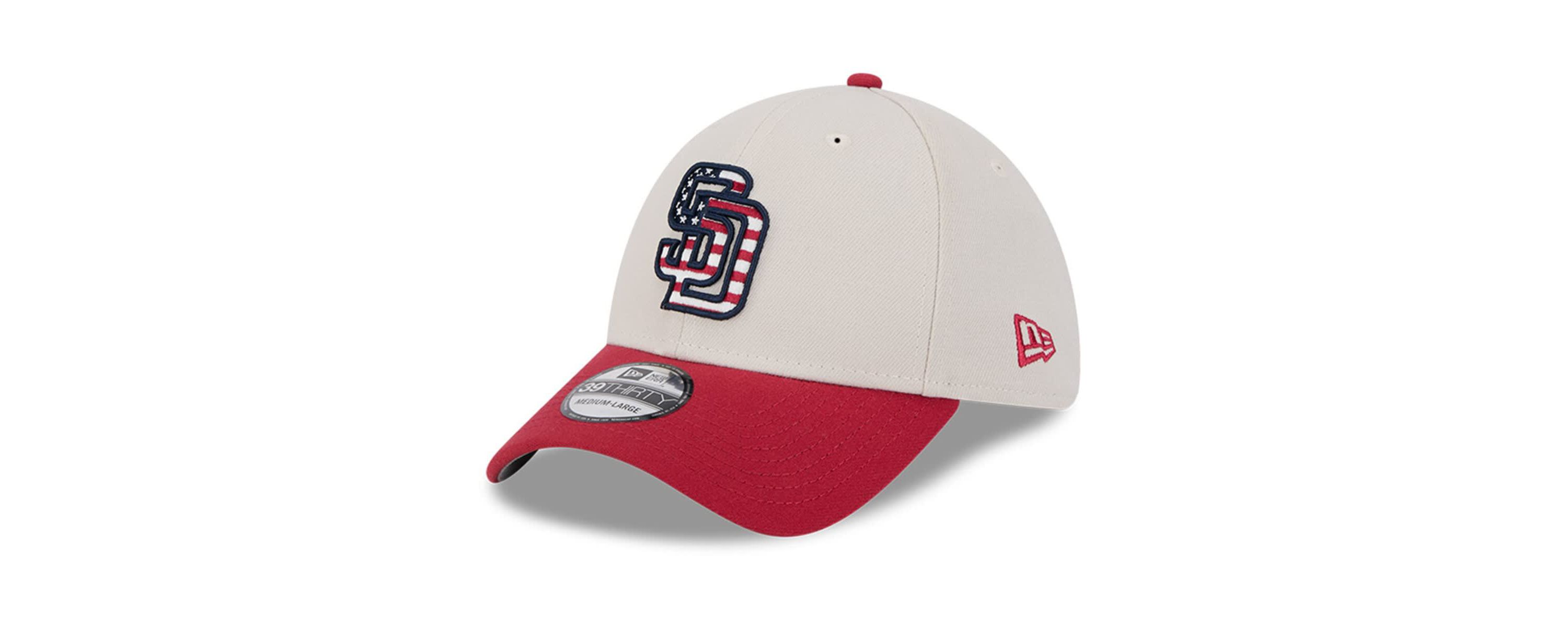 MLB Khaki/Red San Diego Padres 2024 Fourth of July 39THIRTY Flex Hat