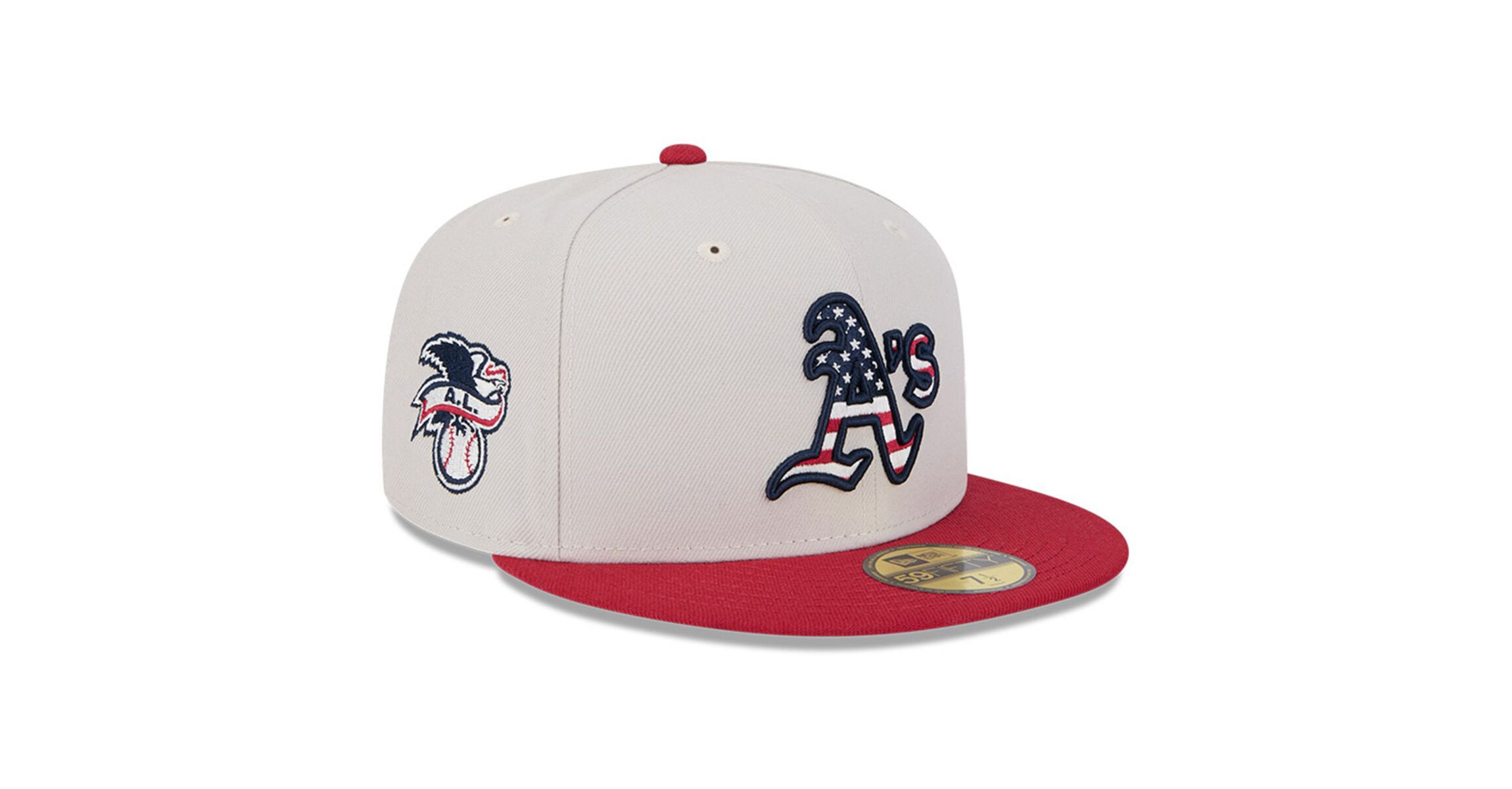 Oakland Athletics MLB Khaki/Red Athletics 2024 Fourth of July 59FIFTY Fitted Hat