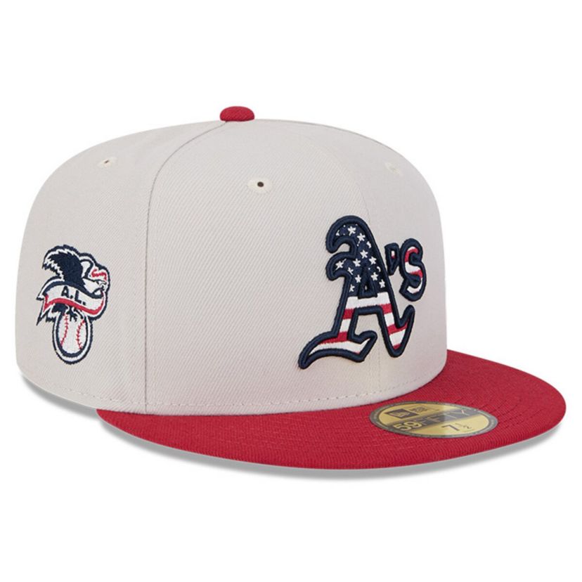 Oakland Athletics MLB Khaki/Red Athletics 2024 Fourth of July 59FIFTY Fitted Hat