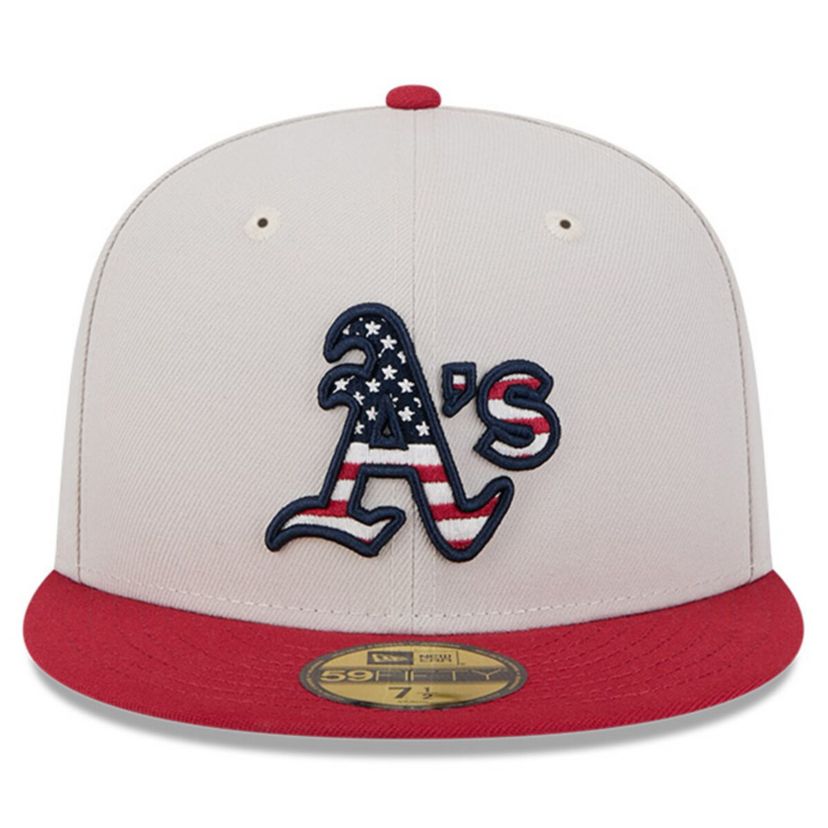 Oakland Athletics MLB Khaki/Red Athletics 2024 Fourth of July 59FIFTY Fitted Hat