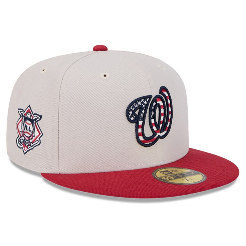 MLB Khaki/Red Washington Nationals 2024 Fourth of July 59FIFTY Fitted Hat