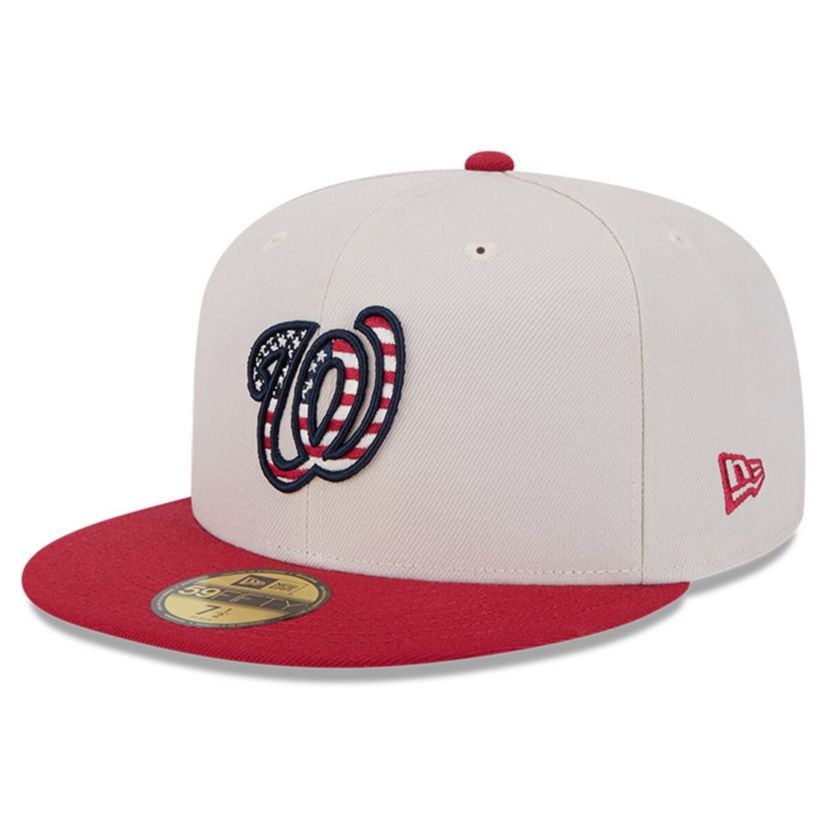 MLB Khaki/Red Washington Nationals 2024 Fourth of July 59FIFTY Fitted Hat
