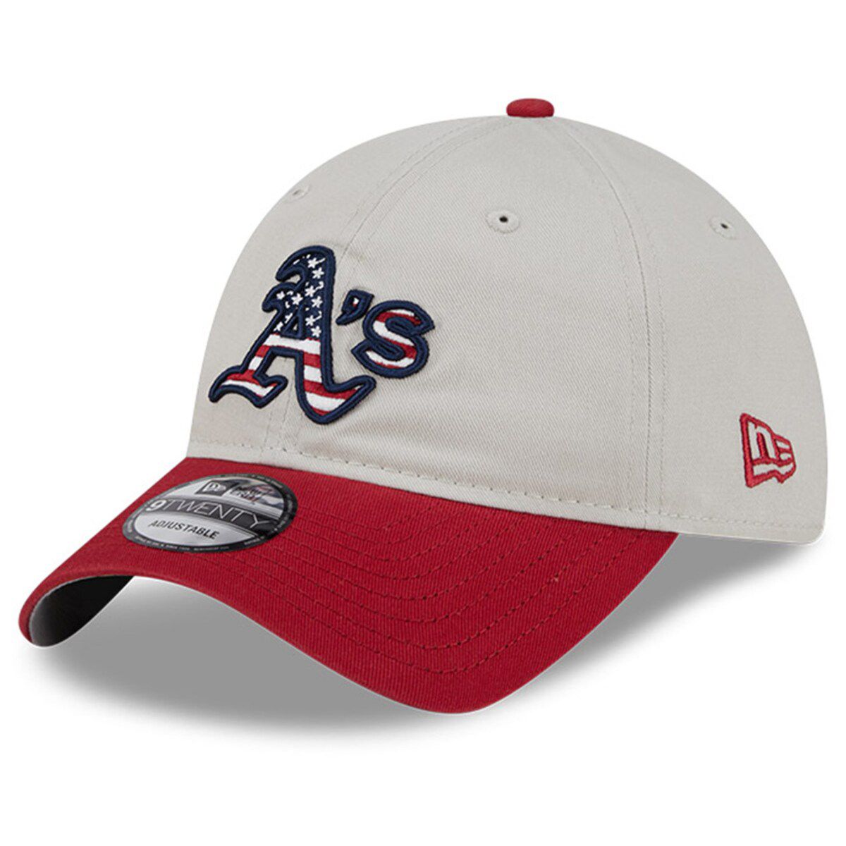 Oakland Athletics MLB Khaki/Red Athletics 2024 Fourth of July 9TWENTY Adjustable Hat