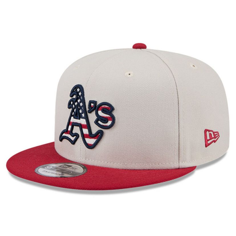 Oakland Athletics MLB Khaki/Red Athletics 2024 Fourth of July 9FIFTY Snapback Hat