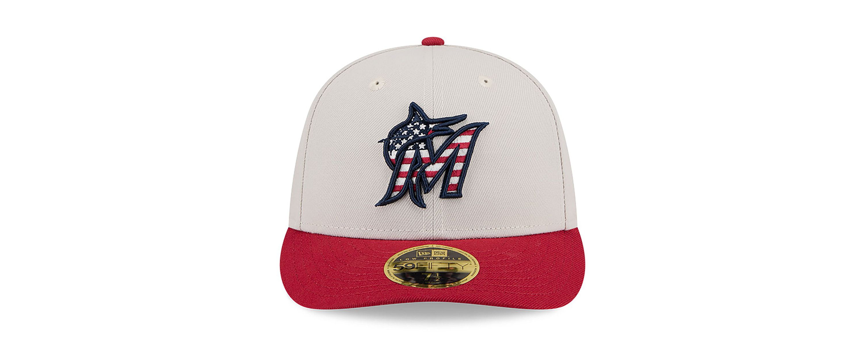 MLB Khaki/Red Miami Marlins 2024 Fourth of July Low 59FIFTY Fitted Hat
