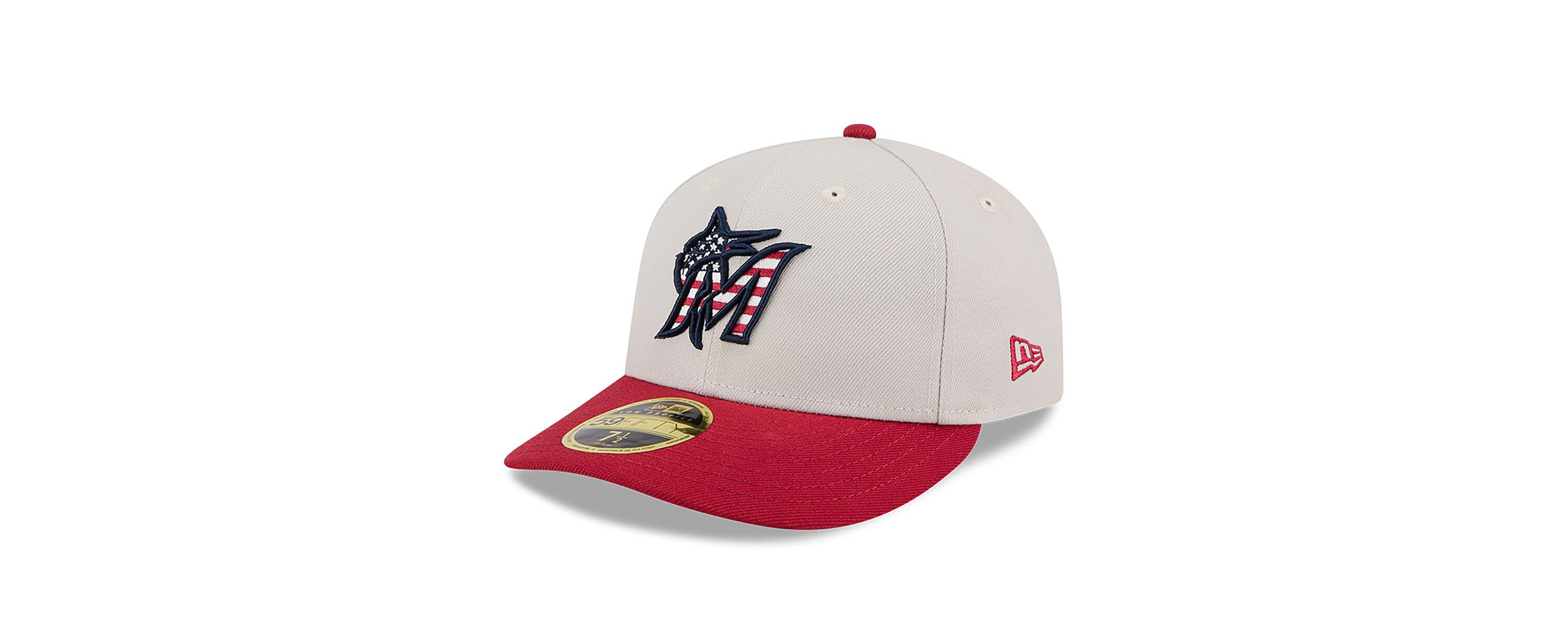 MLB Khaki/Red Miami Marlins 2024 Fourth of July Low 59FIFTY Fitted Hat