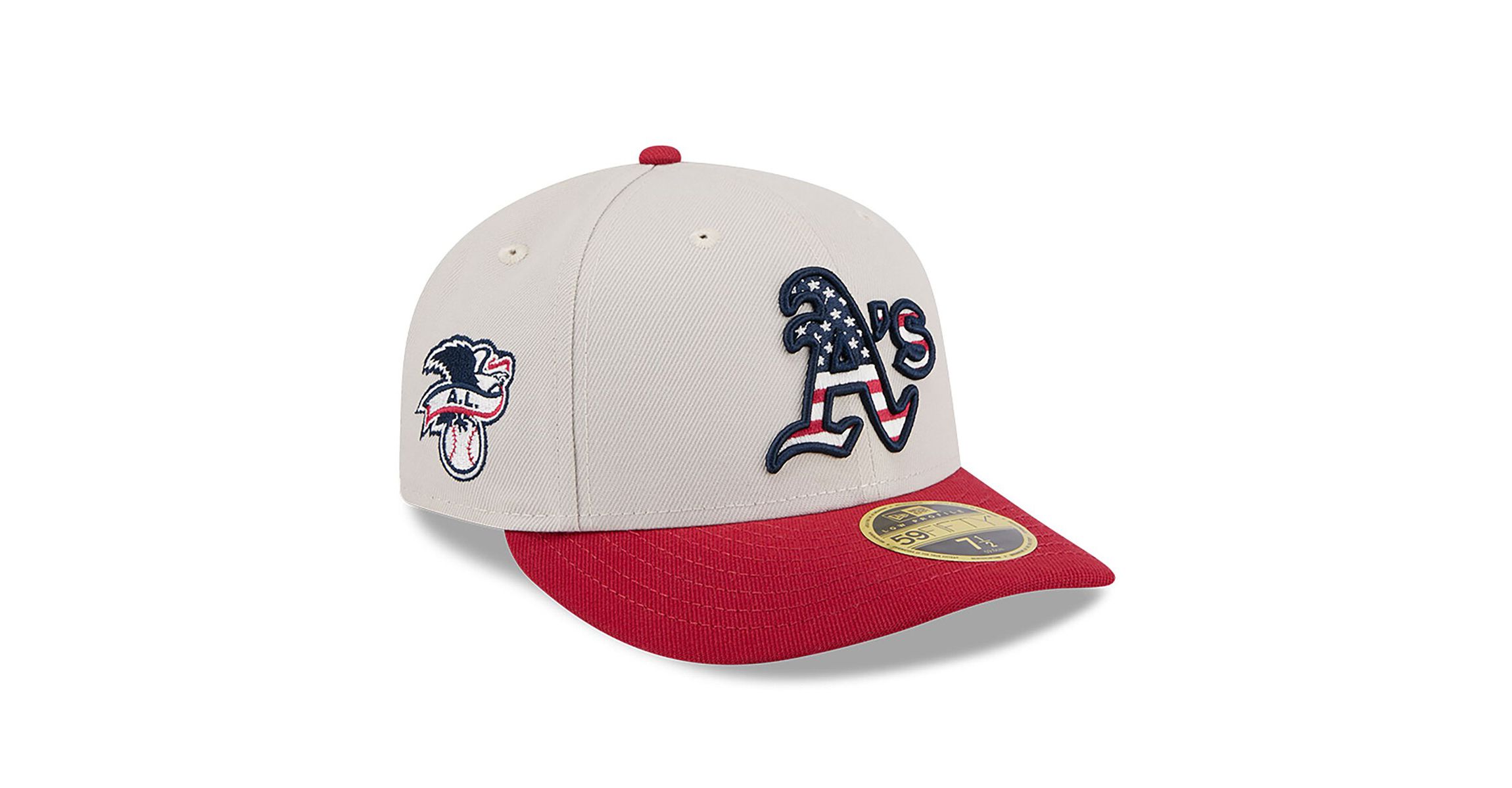 Oakland Athletics MLB Khaki/Red Athletics 2024 Fourth of July Low 59FIFTY Fitted Hat