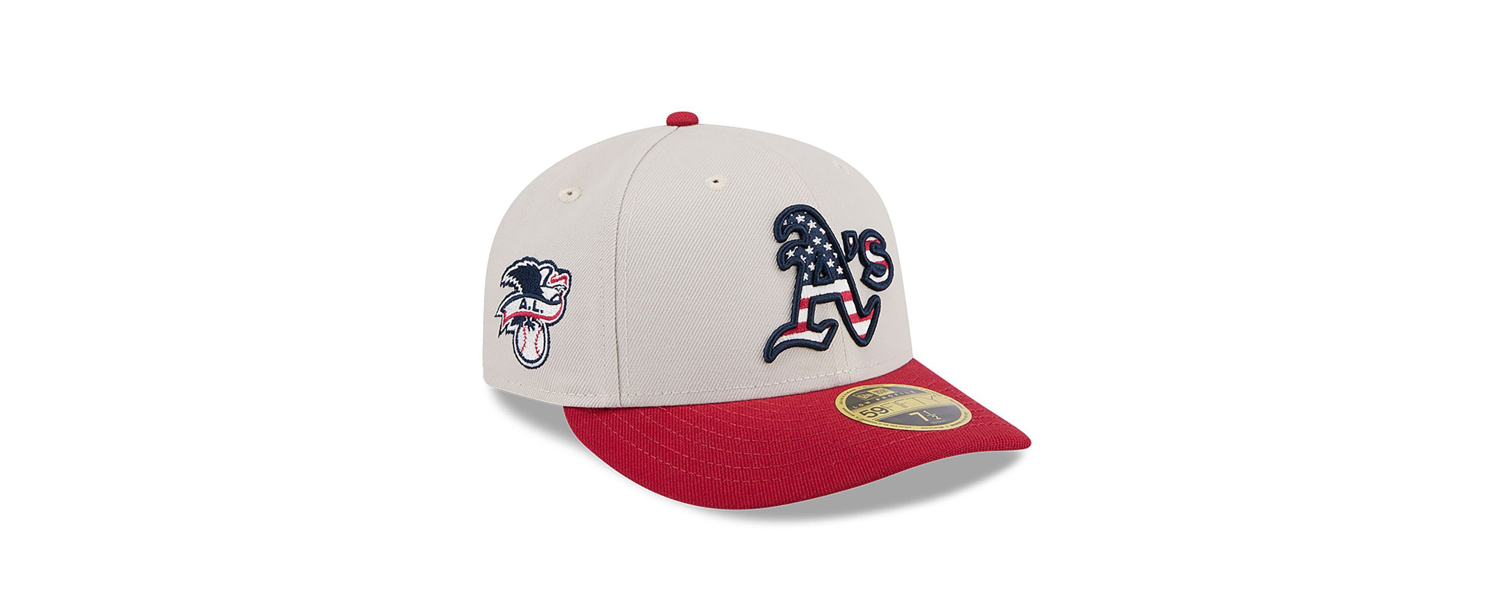 Oakland Athletics MLB Khaki/Red Athletics 2024 Fourth of July Low 59FIFTY Fitted Hat