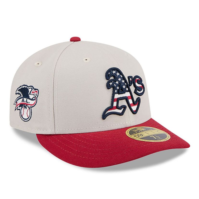 Oakland Athletics MLB Khaki/Red Athletics 2024 Fourth of July Low 59FIFTY Fitted Hat