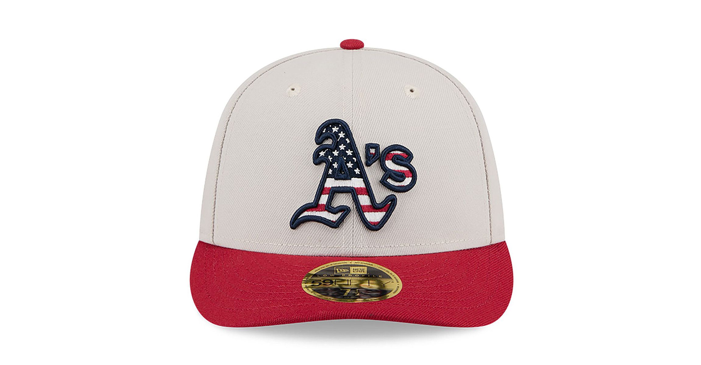 Oakland Athletics MLB Khaki/Red Athletics 2024 Fourth of July Low 59FIFTY Fitted Hat