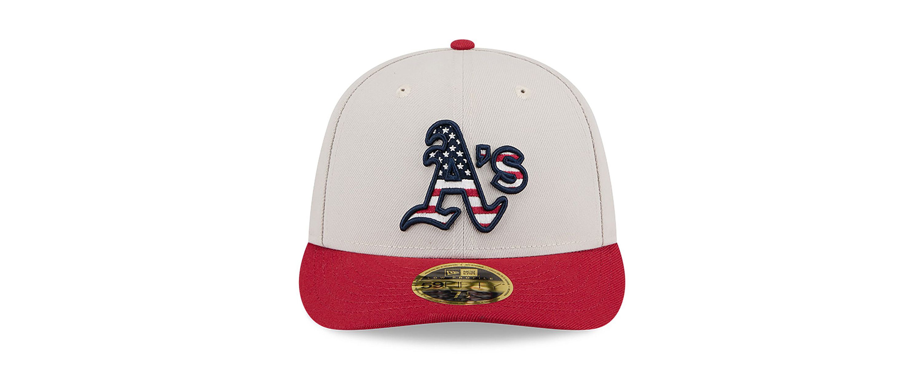 Oakland Athletics MLB Khaki/Red Athletics 2024 Fourth of July Low 59FIFTY Fitted Hat