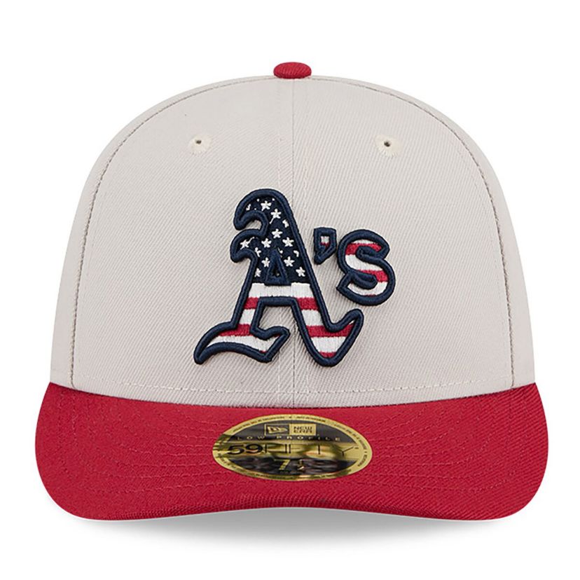 Oakland Athletics MLB Khaki/Red Athletics 2024 Fourth of July Low 59FIFTY Fitted Hat