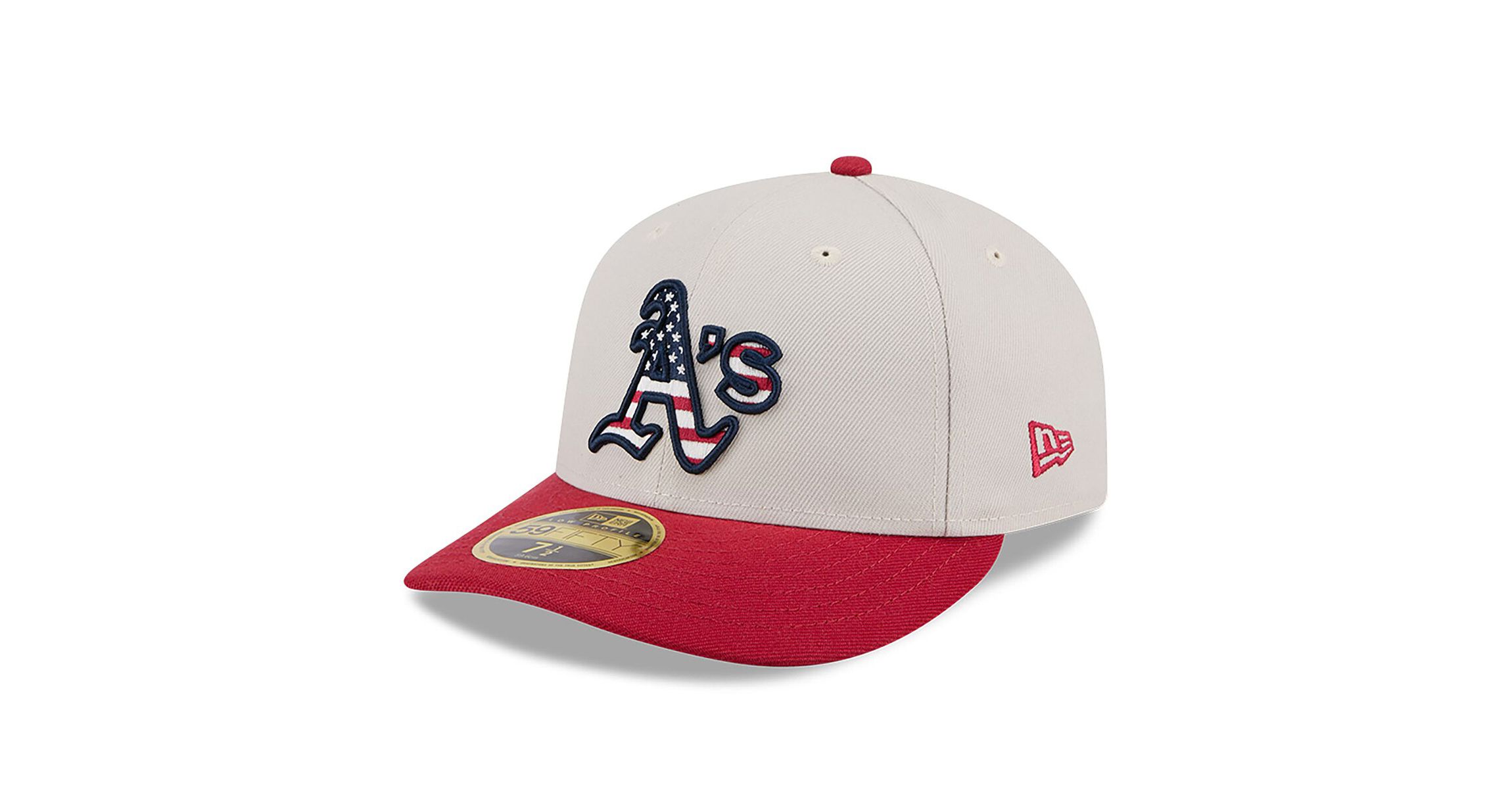 Oakland Athletics MLB Khaki/Red Athletics 2024 Fourth of July Low 59FIFTY Fitted Hat