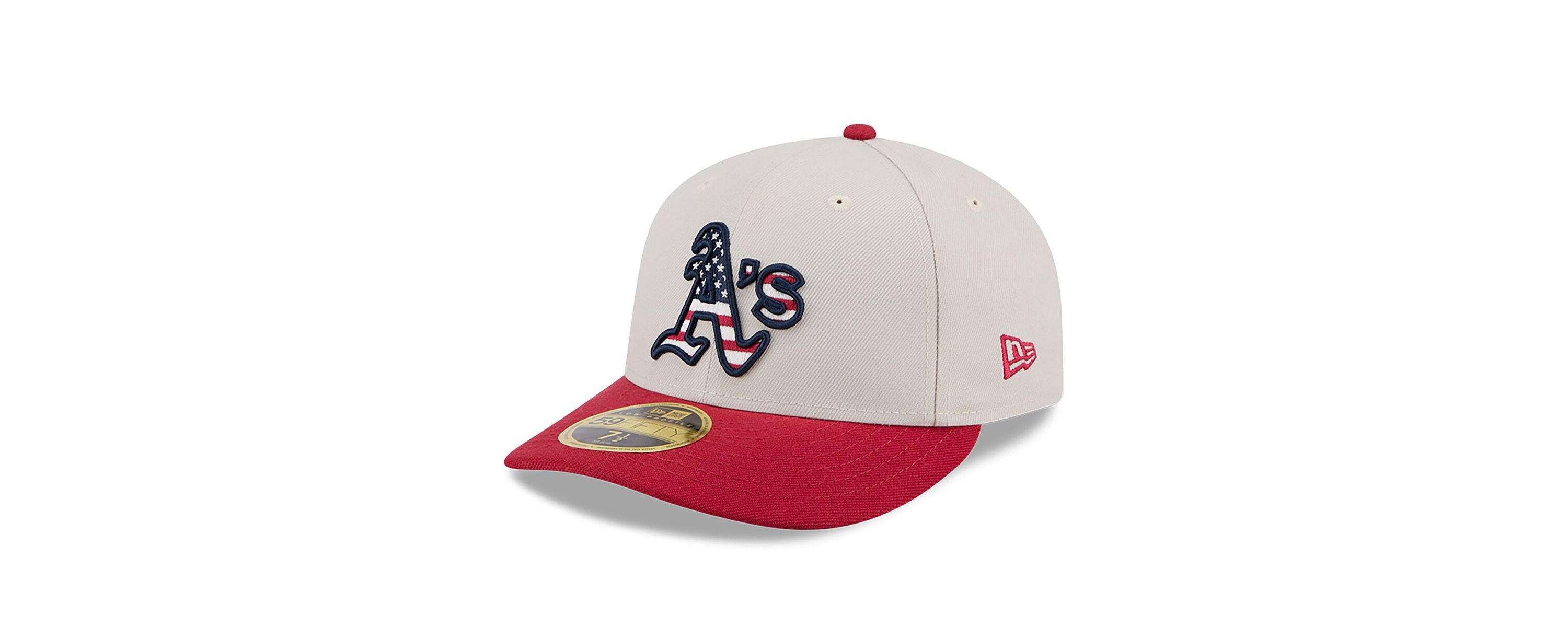 Oakland Athletics MLB Khaki/Red Athletics 2024 Fourth of July Low 59FIFTY Fitted Hat