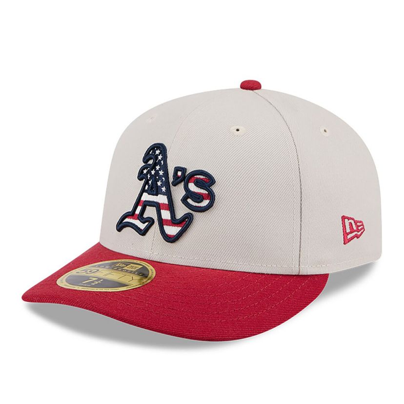 Oakland Athletics MLB Khaki/Red Athletics 2024 Fourth of July Low 59FIFTY Fitted Hat