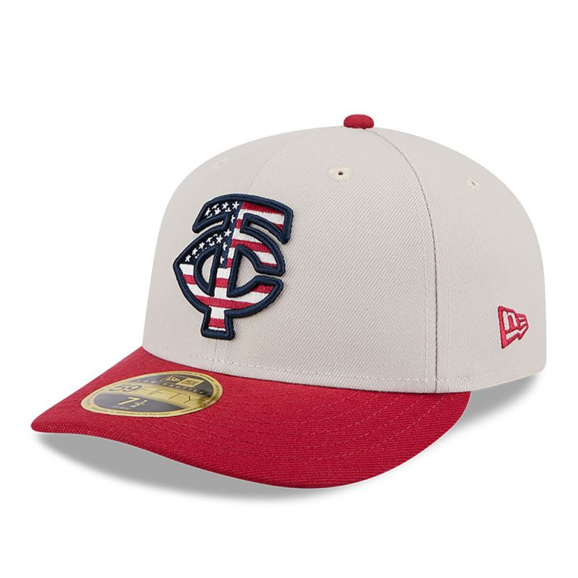 MLB Khaki/Red Minnesota Twins 2024 Fourth of July Low 59FIFTY Fitted Hat