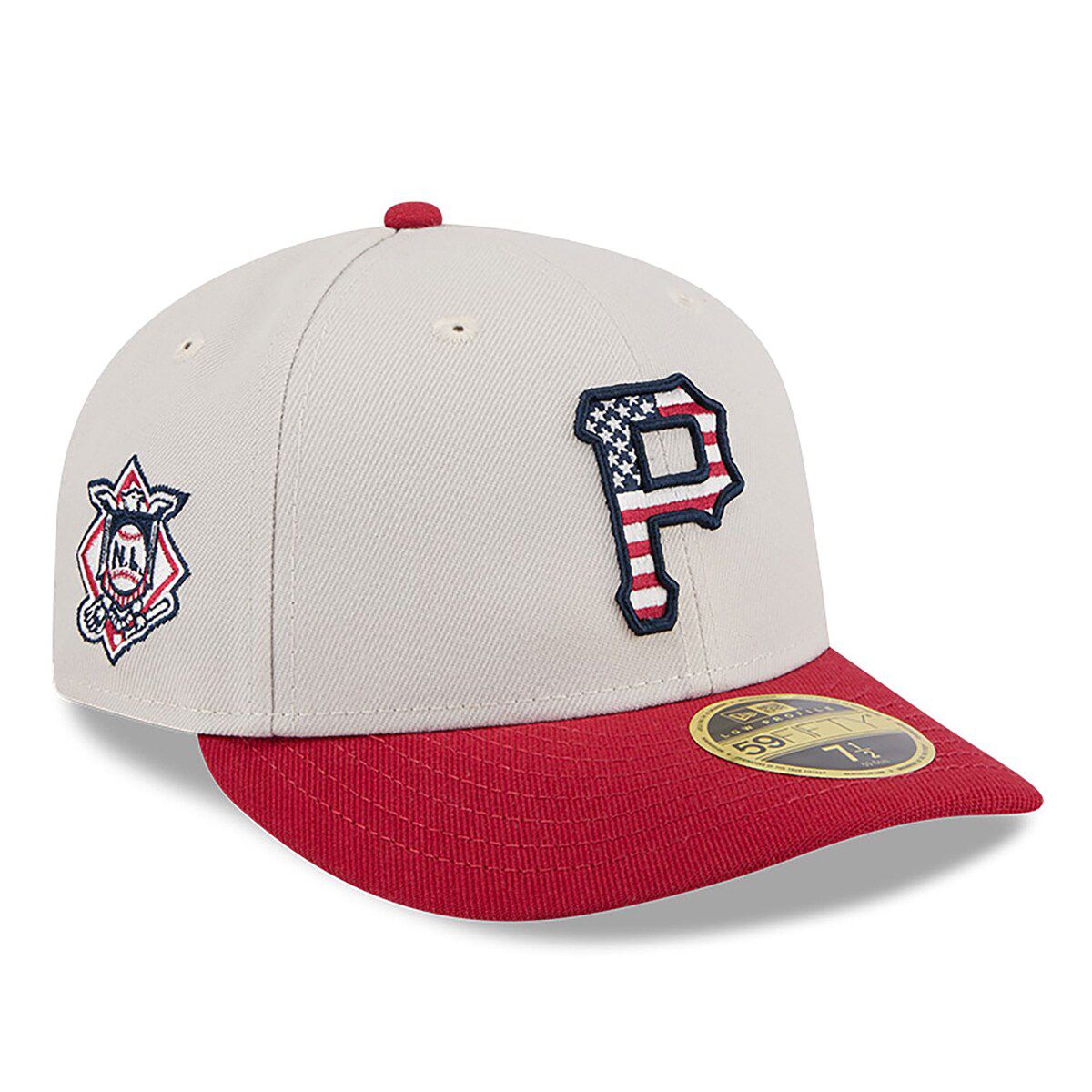 MLB Khaki/Red Pittsburgh Pirates 2024 Fourth of July Low 59FIFTY Fitted Hat