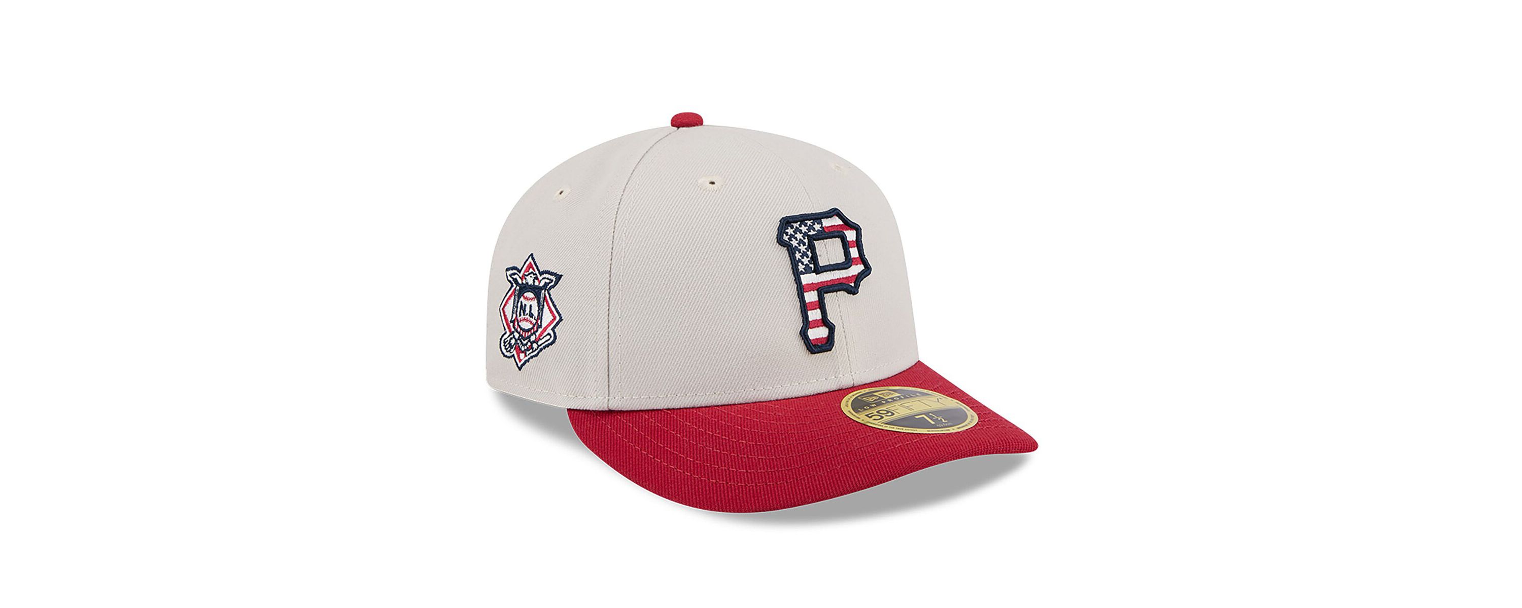 MLB Khaki/Red Pittsburgh Pirates 2024 Fourth of July Low 59FIFTY Fitted Hat