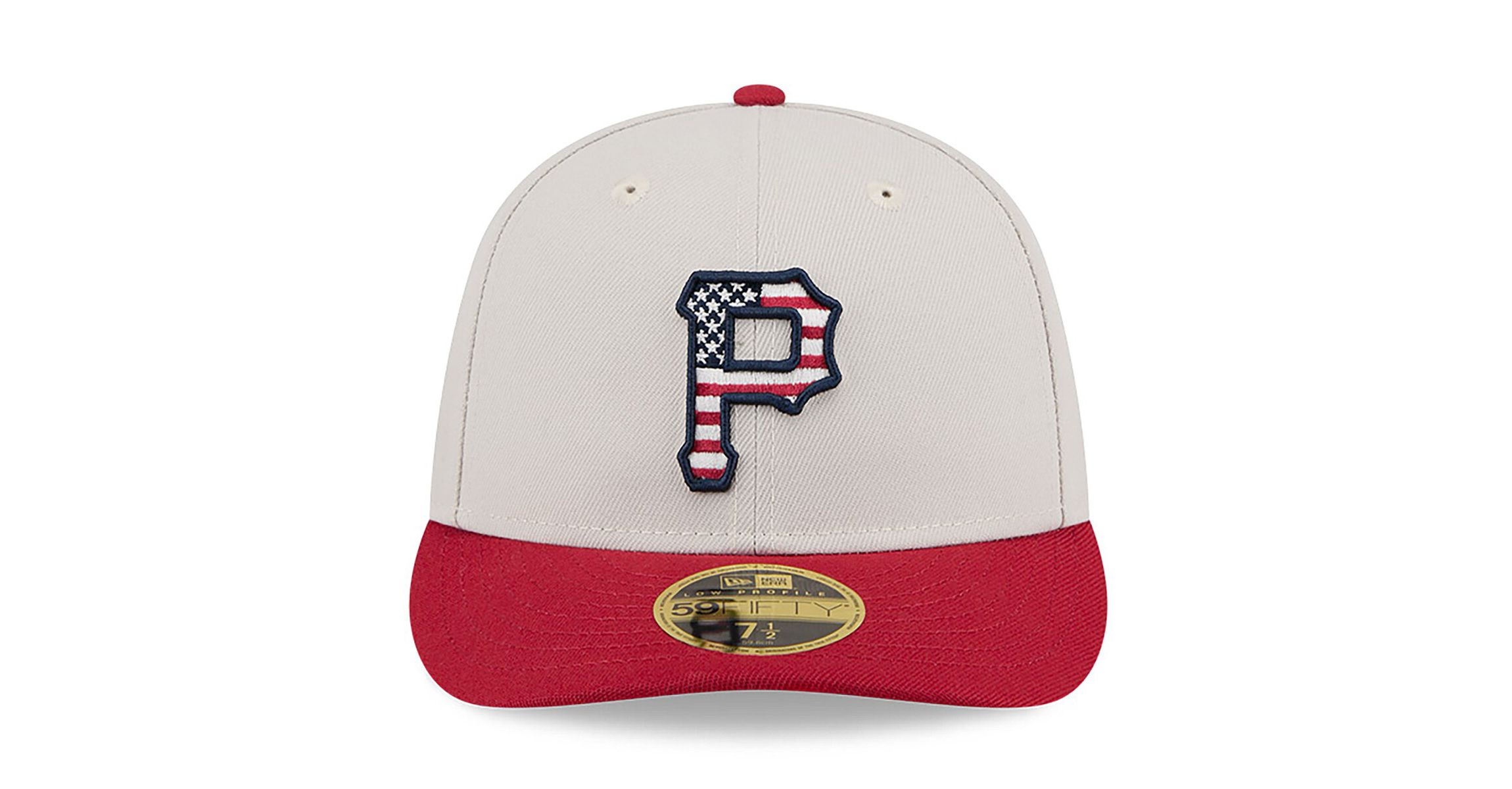 MLB Khaki/Red Pittsburgh Pirates 2024 Fourth of July Low 59FIFTY Fitted Hat