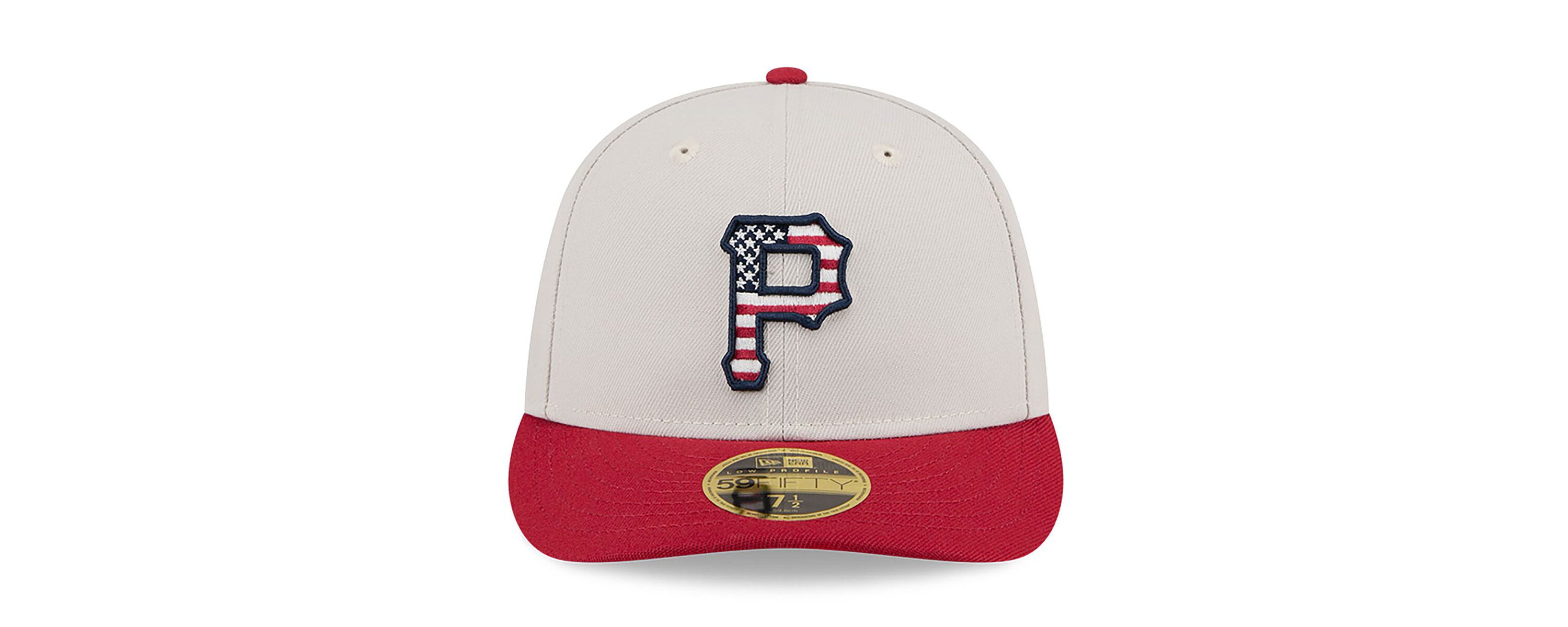 MLB Khaki/Red Pittsburgh Pirates 2024 Fourth of July Low 59FIFTY Fitted Hat