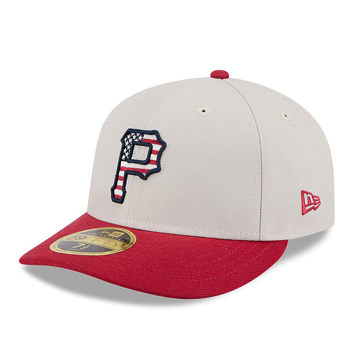 MLB Khaki/Red Pittsburgh Pirates 2024 Fourth of July Low 59FIFTY Fitted Hat