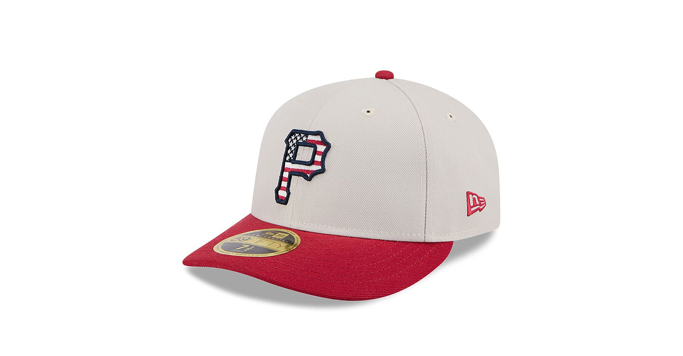 MLB Khaki/Red Pittsburgh Pirates 2024 Fourth of July Low 59FIFTY Fitted Hat