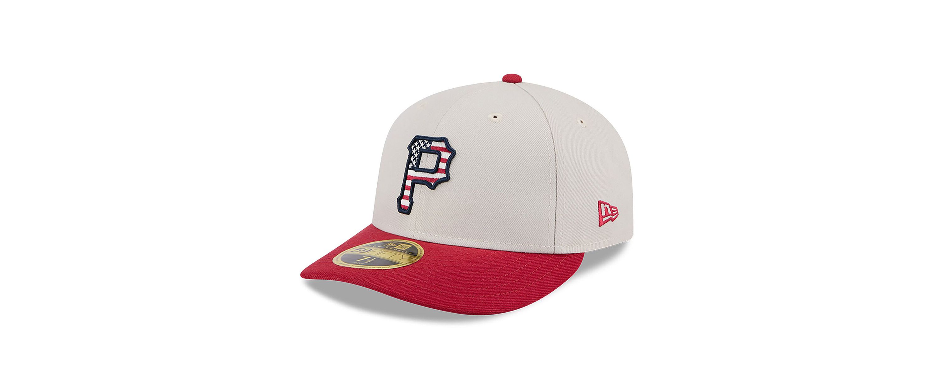 MLB Khaki/Red Pittsburgh Pirates 2024 Fourth of July Low 59FIFTY Fitted Hat