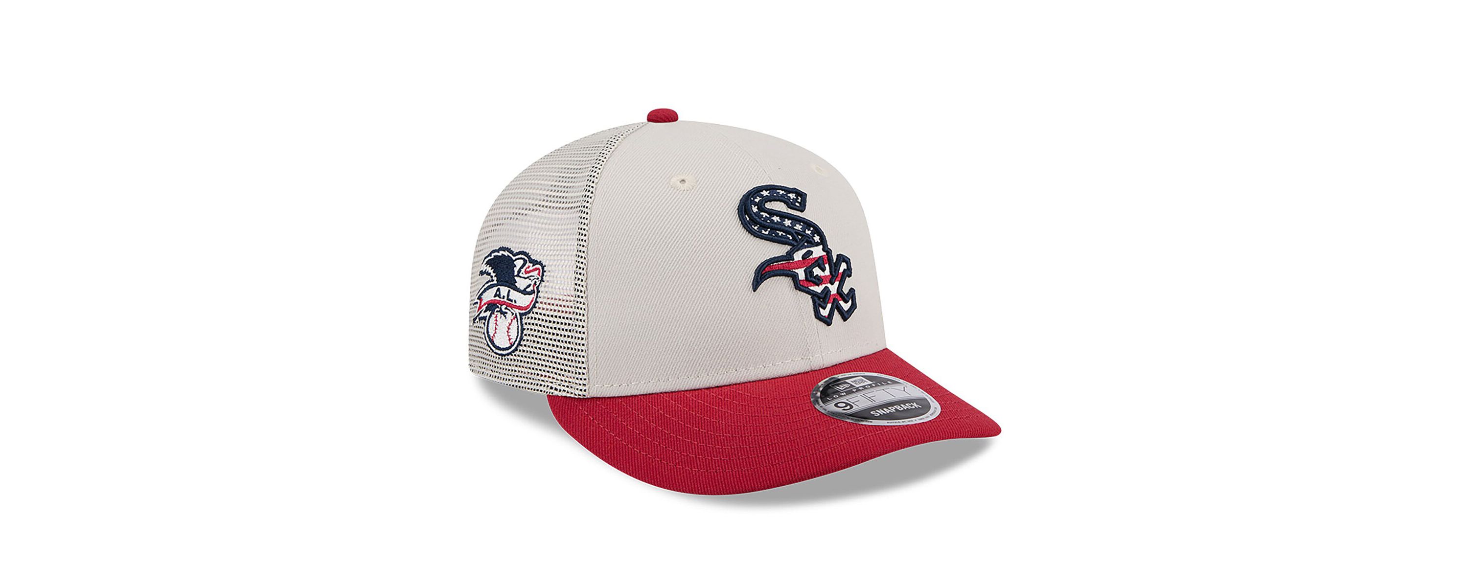 Chicago White Sox MLB Khaki/Red Chicago Sox 2024 Fourth of July Trucker Low 9FIFTY Snapback Hat