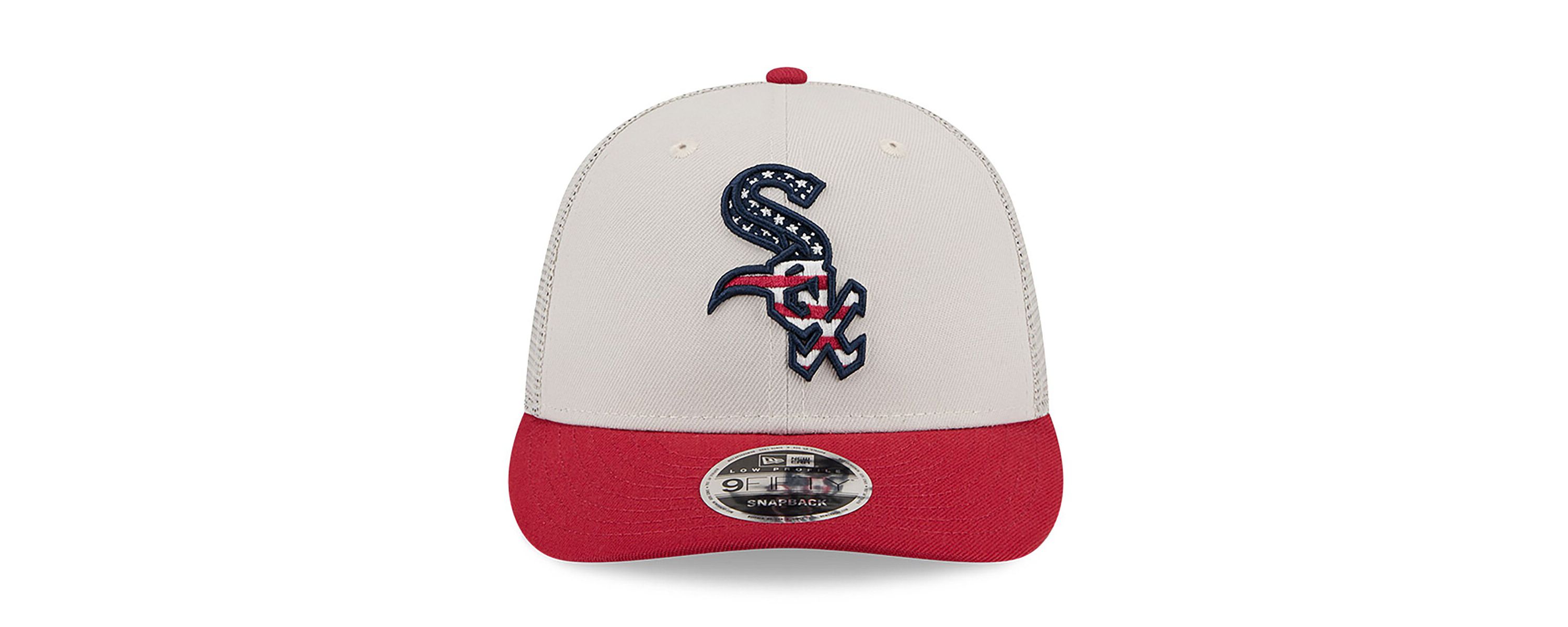 Chicago White Sox MLB Khaki/Red Chicago Sox 2024 Fourth of July Trucker Low 9FIFTY Snapback Hat