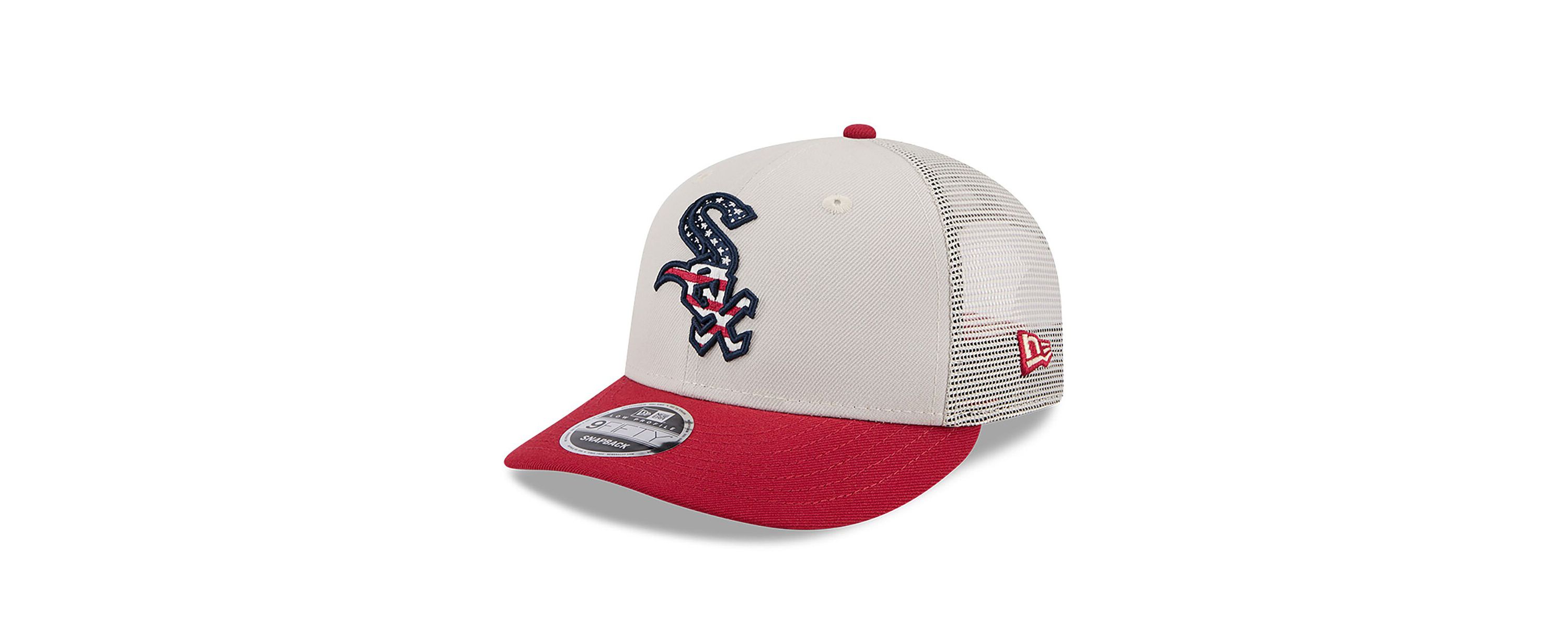 Chicago White Sox MLB Khaki/Red Chicago Sox 2024 Fourth of July Trucker Low 9FIFTY Snapback Hat