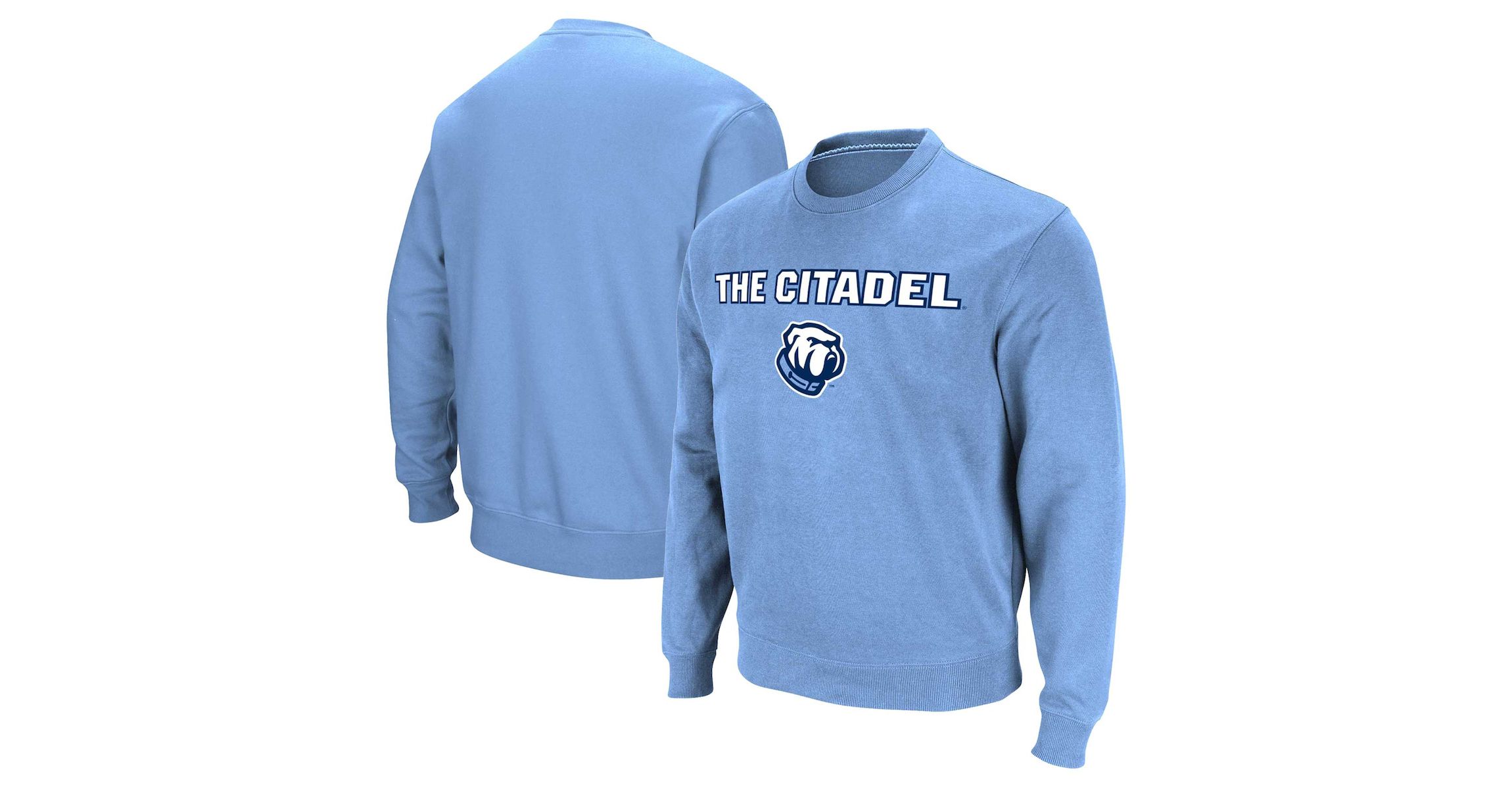 NCAA Light Citadel Bulldogs Arch & Logo Pullover Sweatshirt