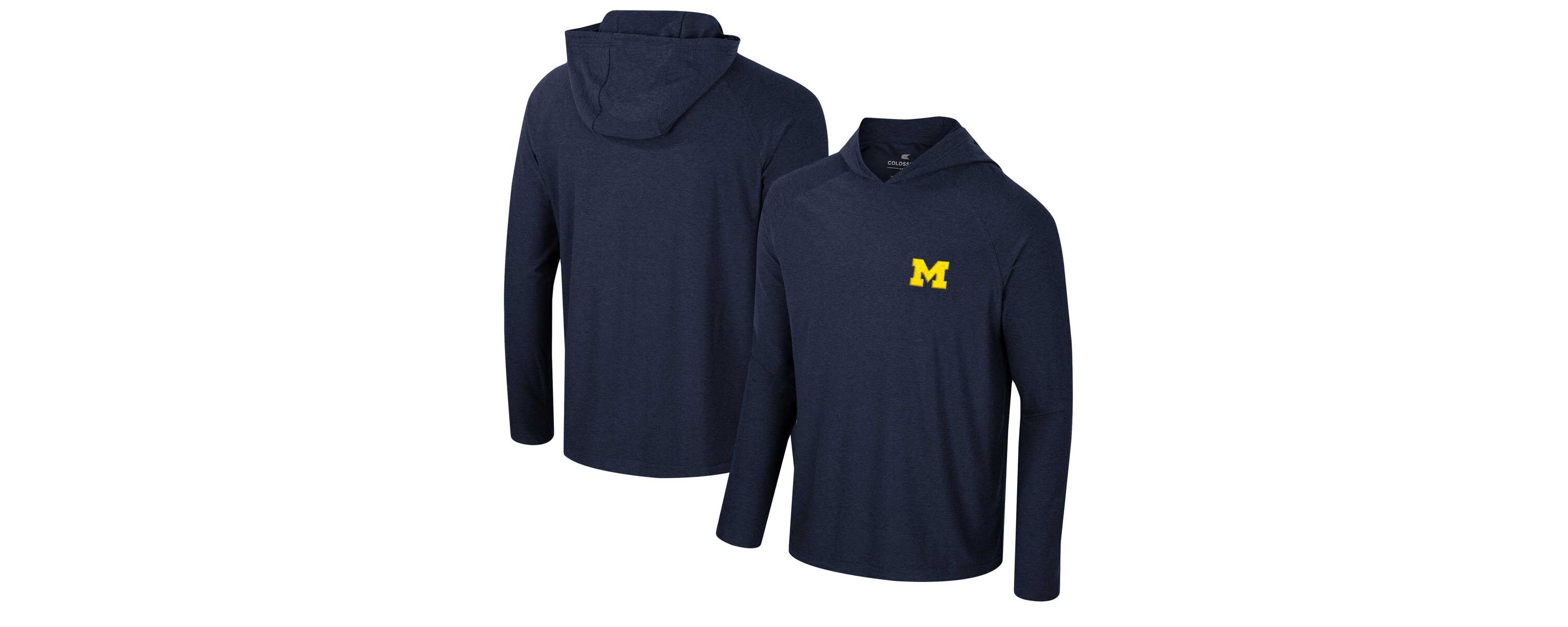 NCAA Michigan Wolverines Cloud Jersey Raglan Long Sleeve Hoodie T-Shirt