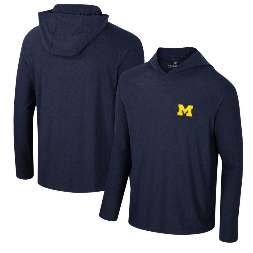 NCAA Michigan Wolverines Cloud Jersey Raglan Long Sleeve Hoodie T-Shirt
