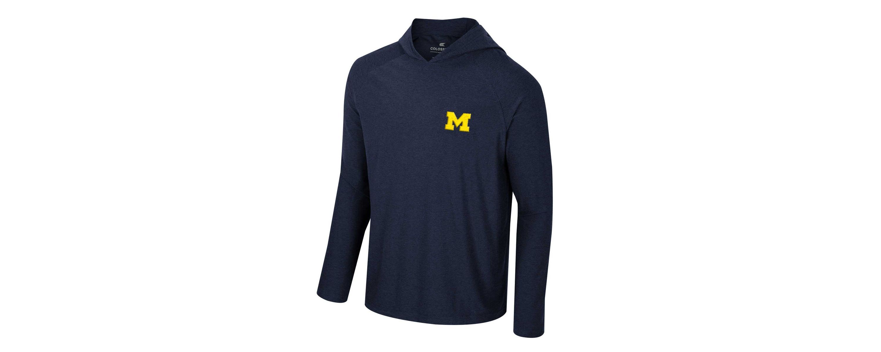 NCAA Michigan Wolverines Cloud Jersey Raglan Long Sleeve Hoodie T-Shirt