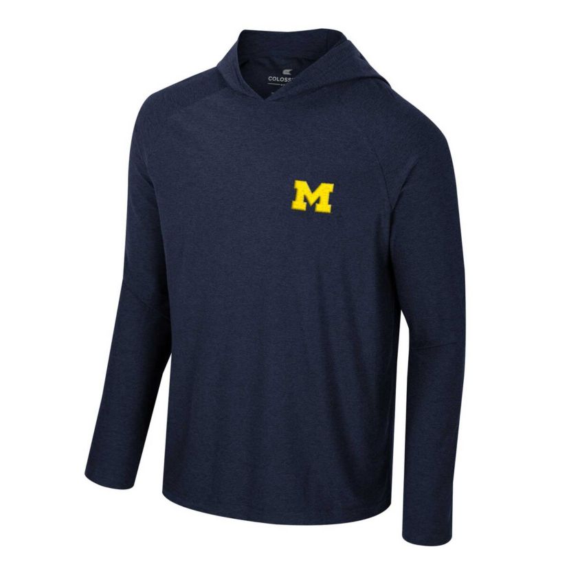 NCAA Michigan Wolverines Cloud Jersey Raglan Long Sleeve Hoodie T-Shirt