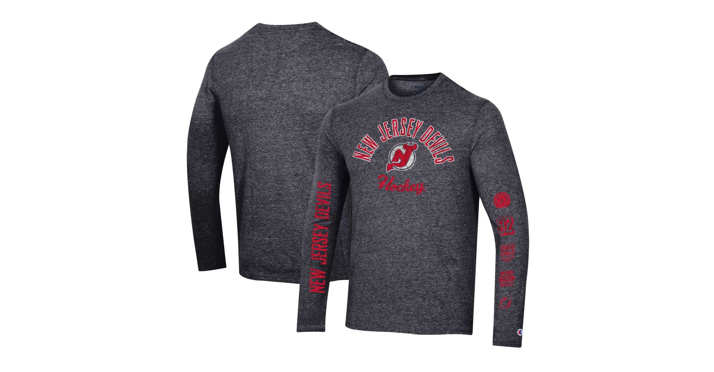 NHL New Jersey Devils Multi-Logo Tri-Blend Long Sleeve T-Shirt