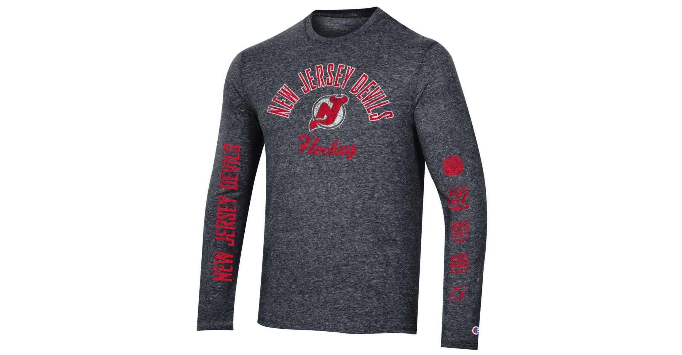 NHL New Jersey Devils Multi-Logo Tri-Blend Long Sleeve T-Shirt
