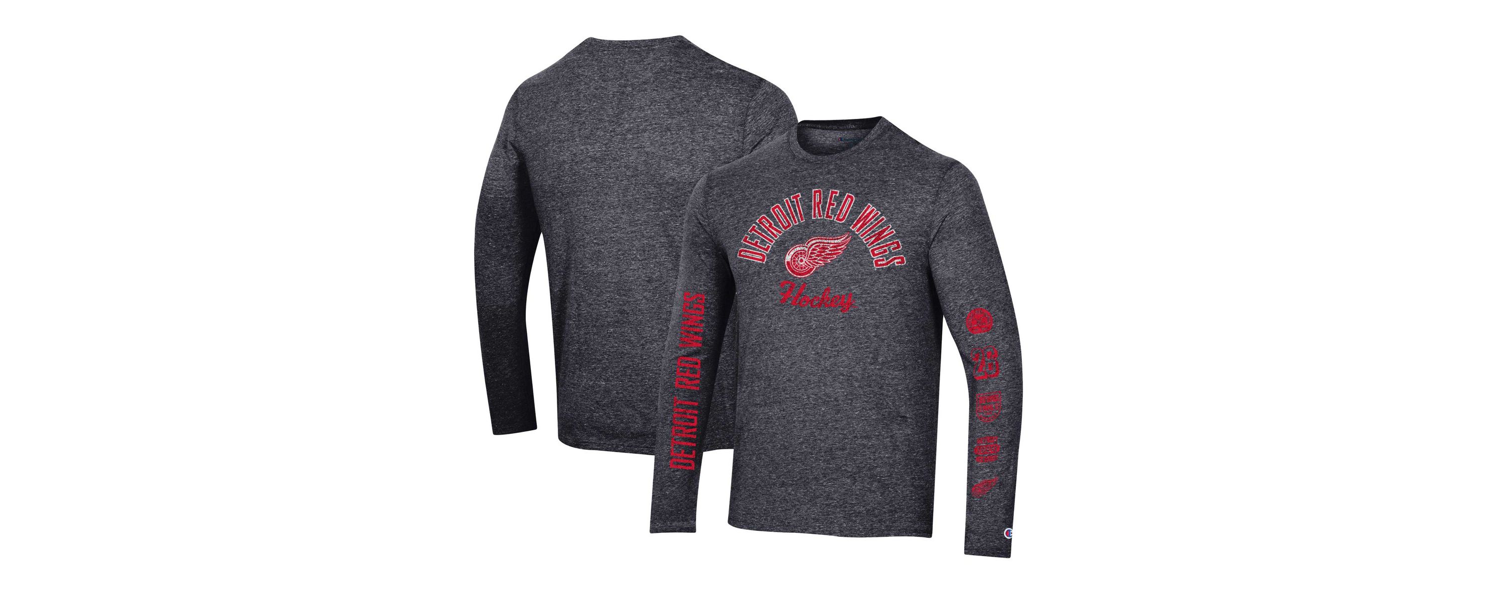 NHL Detroit Wings Multi-Logo Tri-Blend Long Sleeve T-Shirt