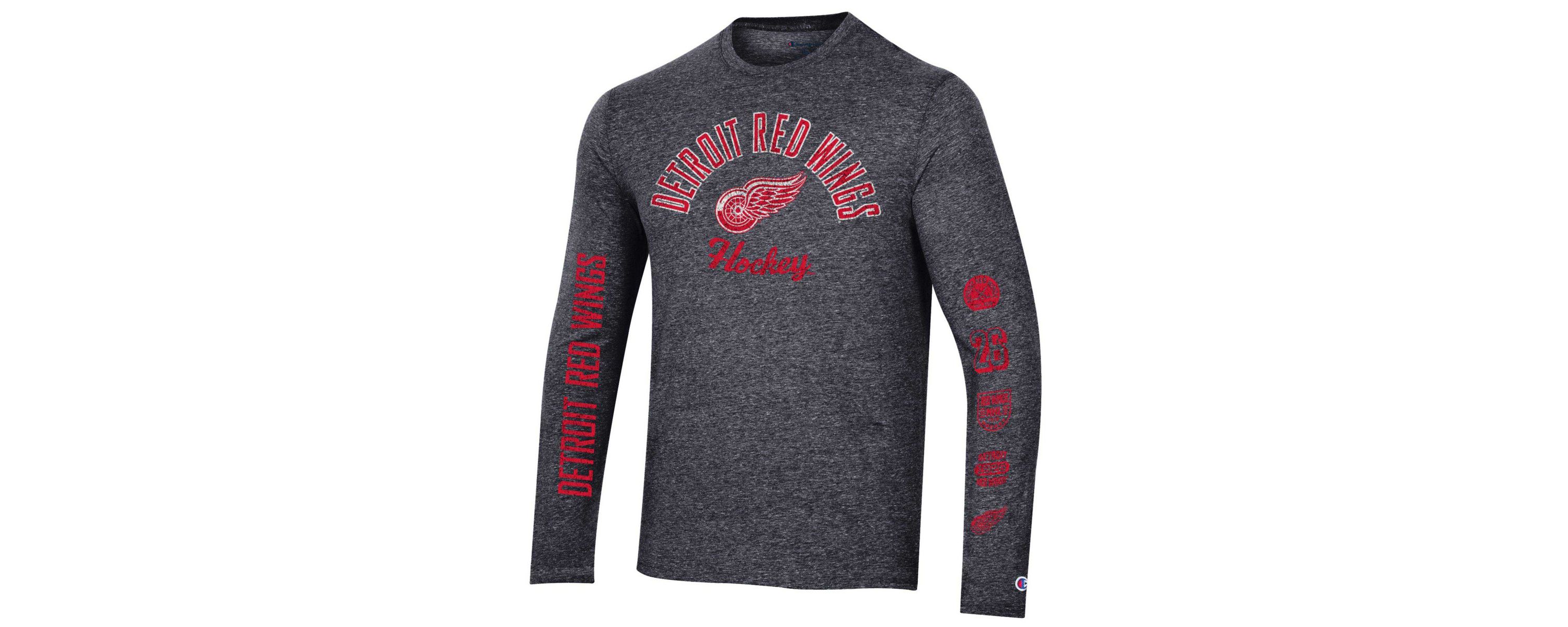 NHL Detroit Wings Multi-Logo Tri-Blend Long Sleeve T-Shirt