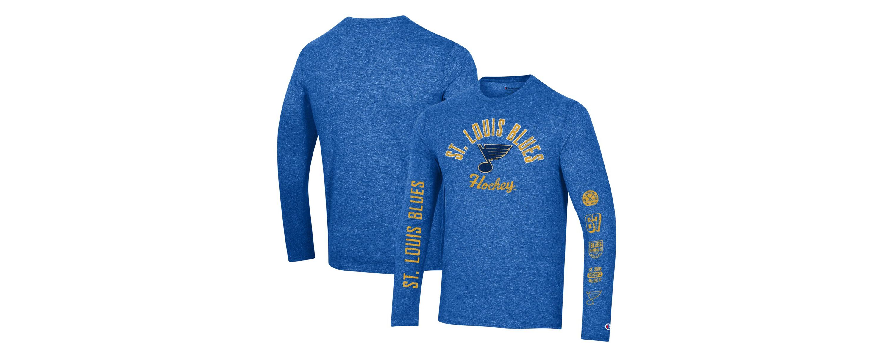 NHL St. Louis Blues Multi-Logo Tri-Blend Long Sleeve T-Shirt