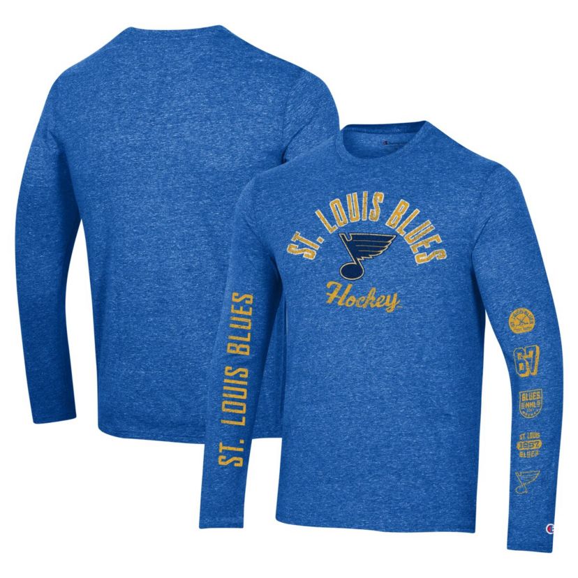 NHL St. Louis Blues Multi-Logo Tri-Blend Long Sleeve T-Shirt